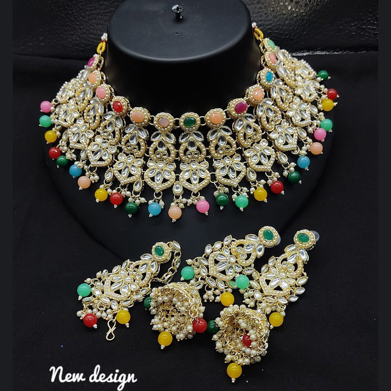 Lucentarts Jewellery Gold Plated Kundan Stone Necklace Set