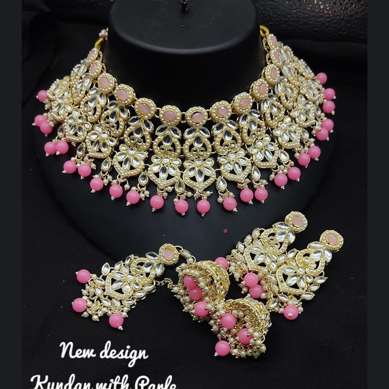 Lucentarts Jewellery Gold Plated Kundan Stone Necklace Set