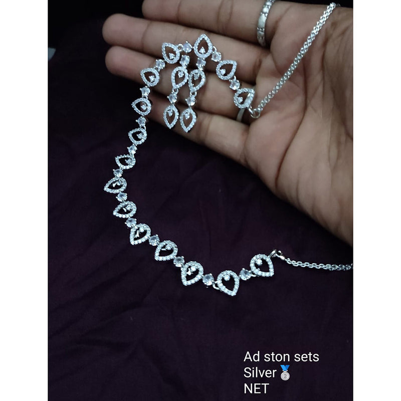 Lucentarts Jewellery Silver Plated AD Stone Necklace Set