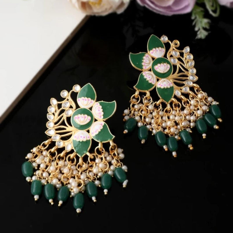 Lucentarts Jewellery Gold Plated Meenakari Earrings