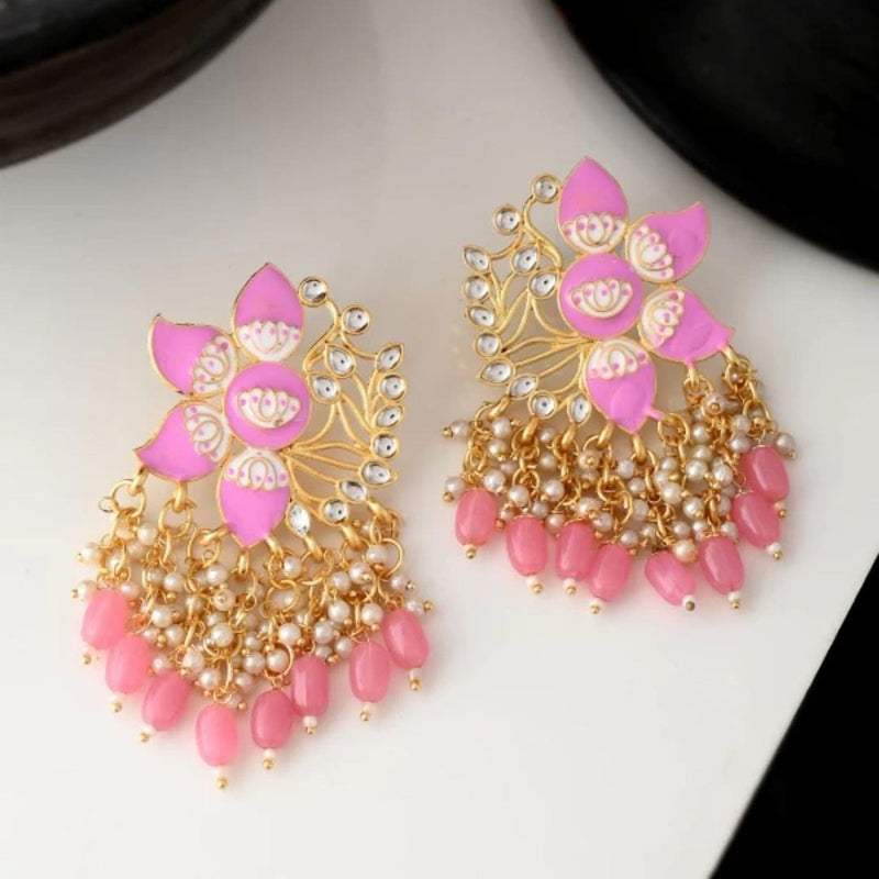 Lucentarts Jewellery Gold Plated Meenakari Earrings