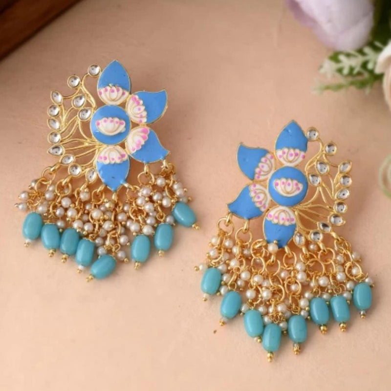 Lucentarts Jewellery Gold Plated Meenakari Earrings