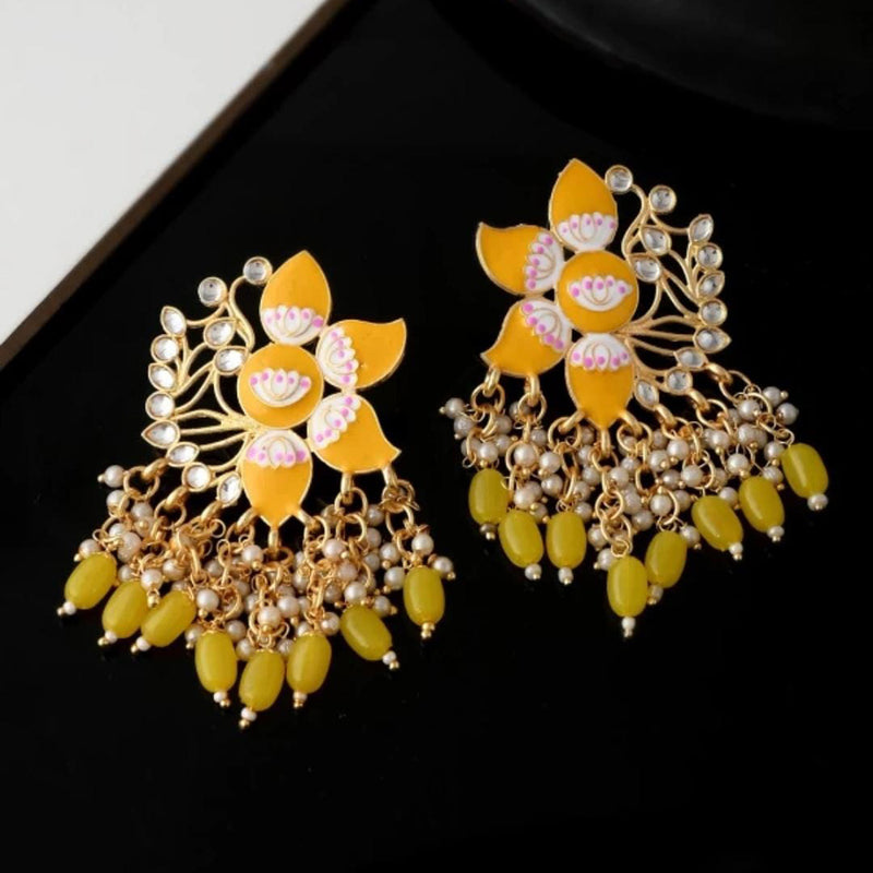 Lucentarts Jewellery Gold Plated Meenakari Earrings