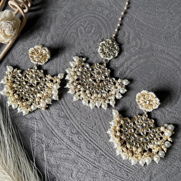 Lucentarts Jewellery Gold Plated Earrings & Maangtikka