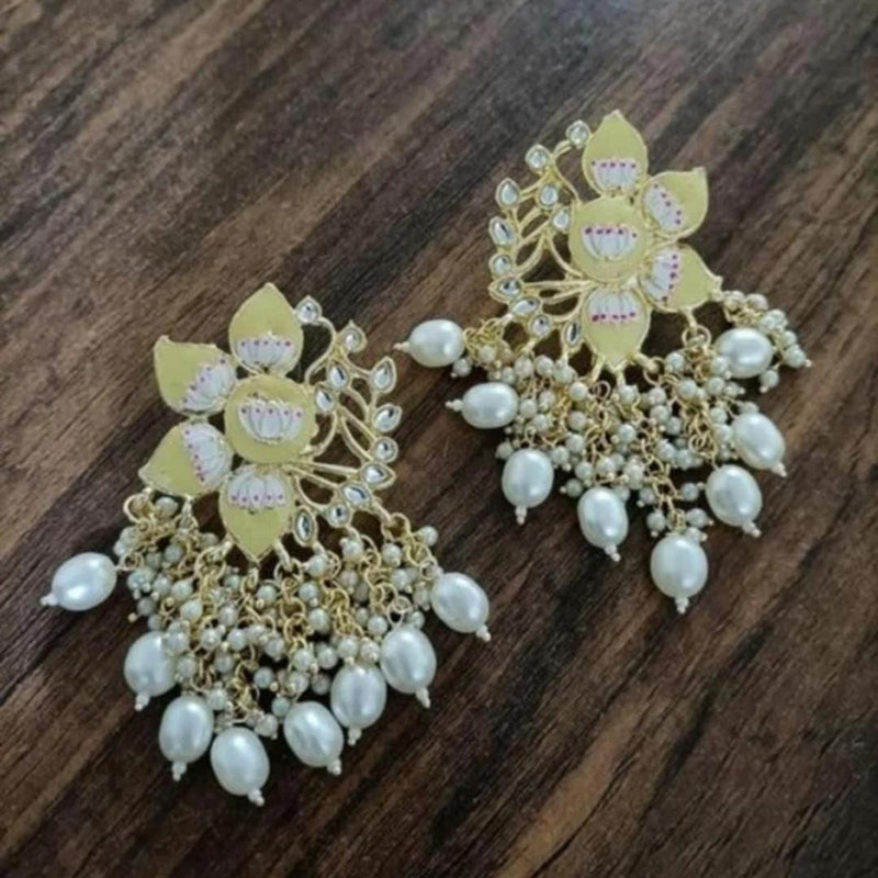 Lucentarts Jewellery Gold Plated Meenakari Dangler Earrings