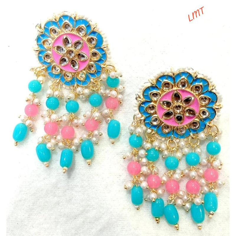 Lucentarts Jewellery Gold Plated Meenakari Dangler Earrings