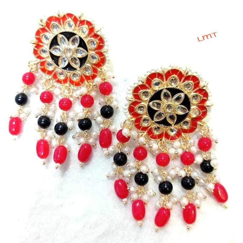 Lucentarts Jewellery Gold Plated Meenakari Dangler Earrings