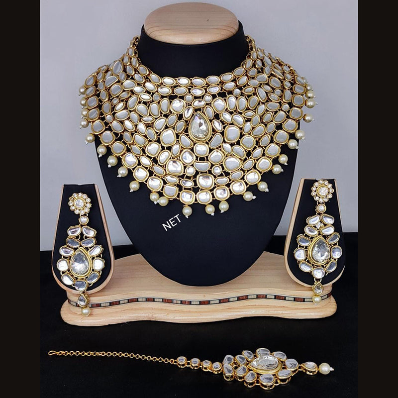 Lucentarts Jewellery Gold Plated Kundan Stone Necklace Set