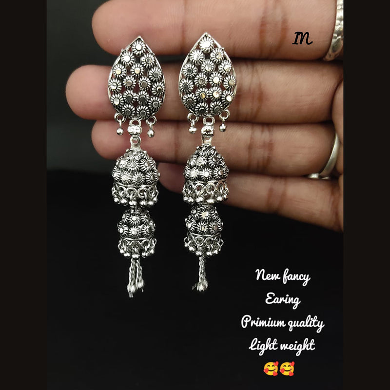 Lucentarts Jewellery Silver Plated Jhumki Earrings