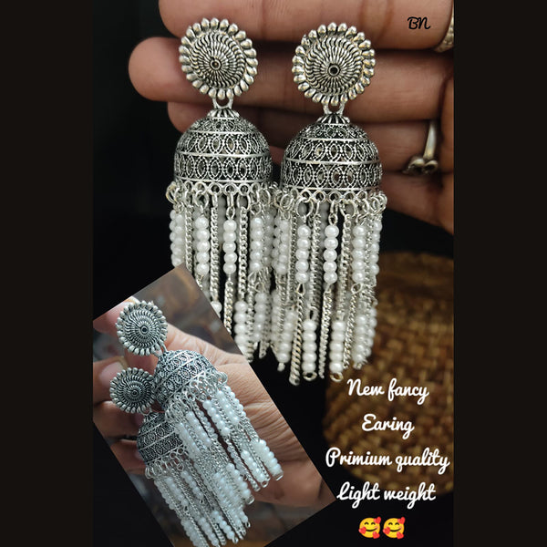 Lucentarts Jewellery Silver Plated Jhumki Earrings