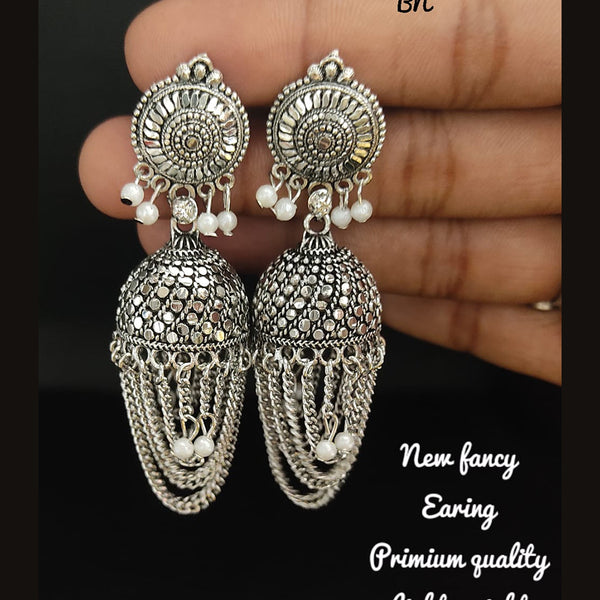 Lucentarts Jewellery Silver Plated Jhumki Earrings