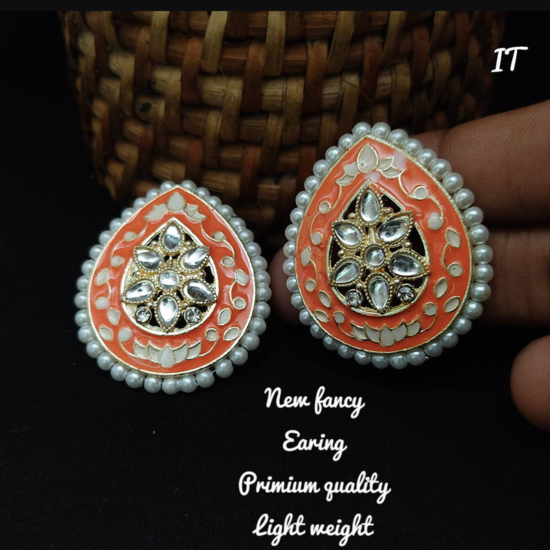 Lucentarts Jewellery Gold Plated Meenakari Stud Earrings