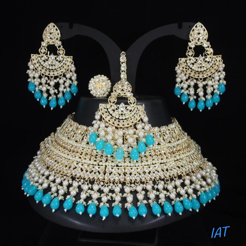 Lucentarts Jewellery Gold Plated Kundan Stone Necklace Set