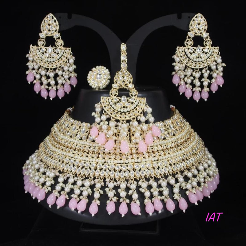 Lucentarts Jewellery Gold Plated Kundan Stone Necklace Set