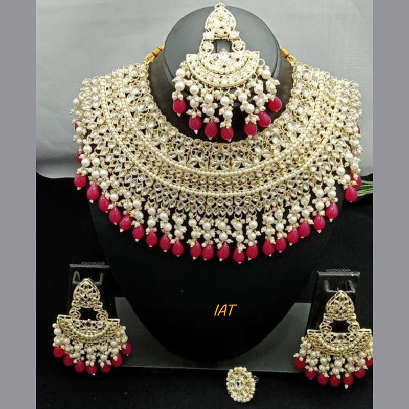 Lucentarts Jewellery Gold Plated Kundan Stone Necklace Set