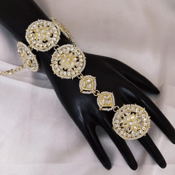 Lucentarts Jewellery Gold Plated Kundan Stone Hand Harness