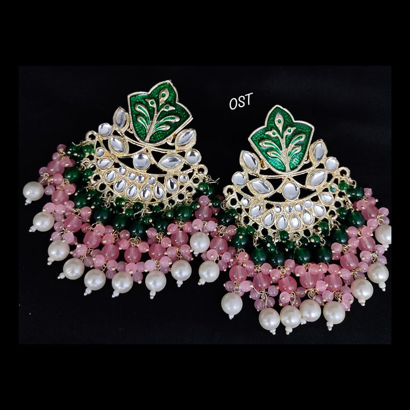 Lucentarts Jewellery Gold Plated Meenakari Dangler Earrings