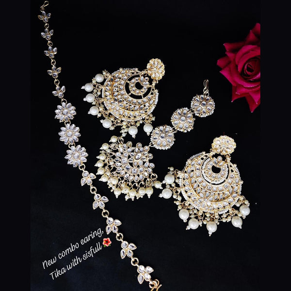 Lucentarts Jewellery Gold Plated Earrings Combo With Sheshphool