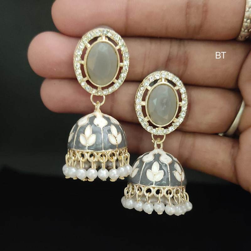 Lucentarts Jewellery Gold Plated Meenakari Jhumki Earrings