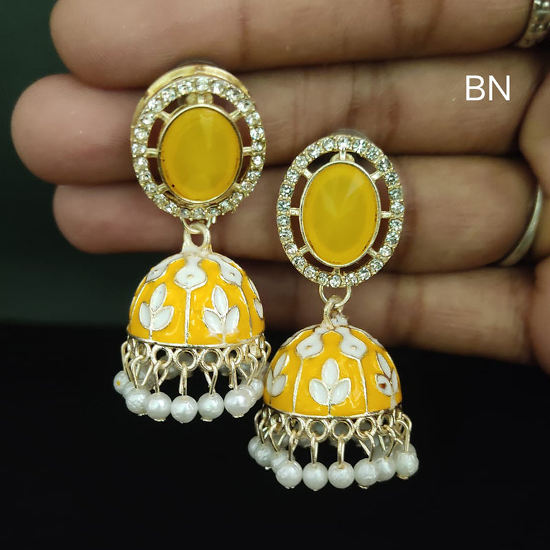 Lucentarts Jewellery Gold Plated Meenakari Jhumki Earrings