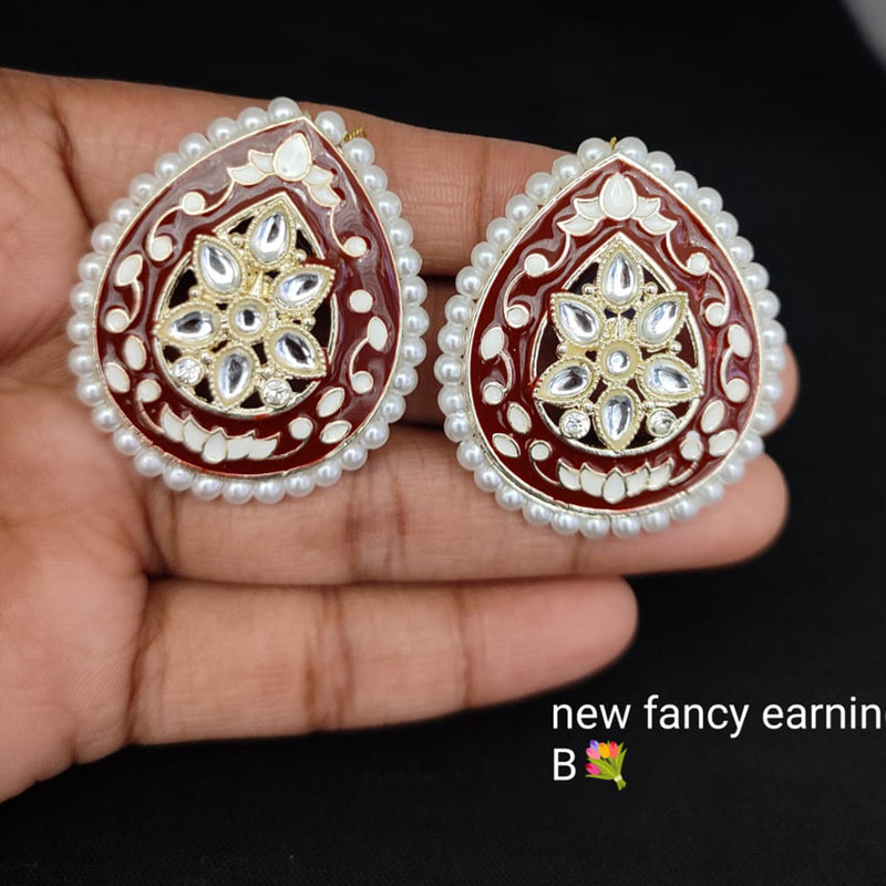 Lucentarts Jewellery Gold Plated Meenakari Stud Earrings