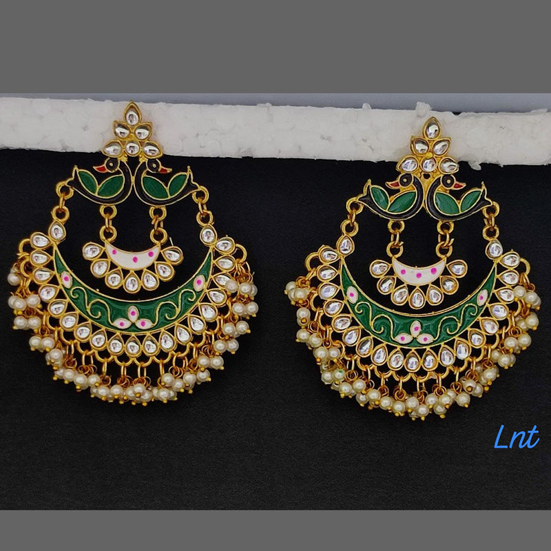 Lucentarts Jewellery Gold Plated Meenakari Dangler Earrings