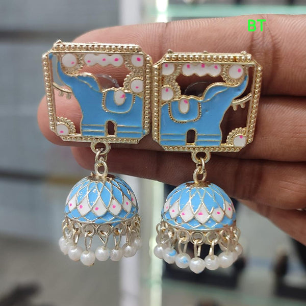 Lucentarts Jewellery Gold Plated Meenakari Jhumki Earrings
