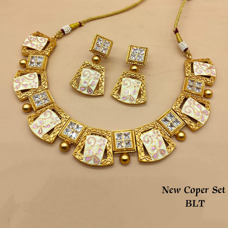 Lucentarts Jewellery Gold Plated Meenakari Necklace Set