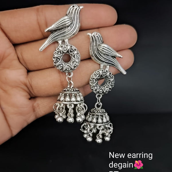 Lucentarts Jewellery Oxidised Plated Jhumki Earrings