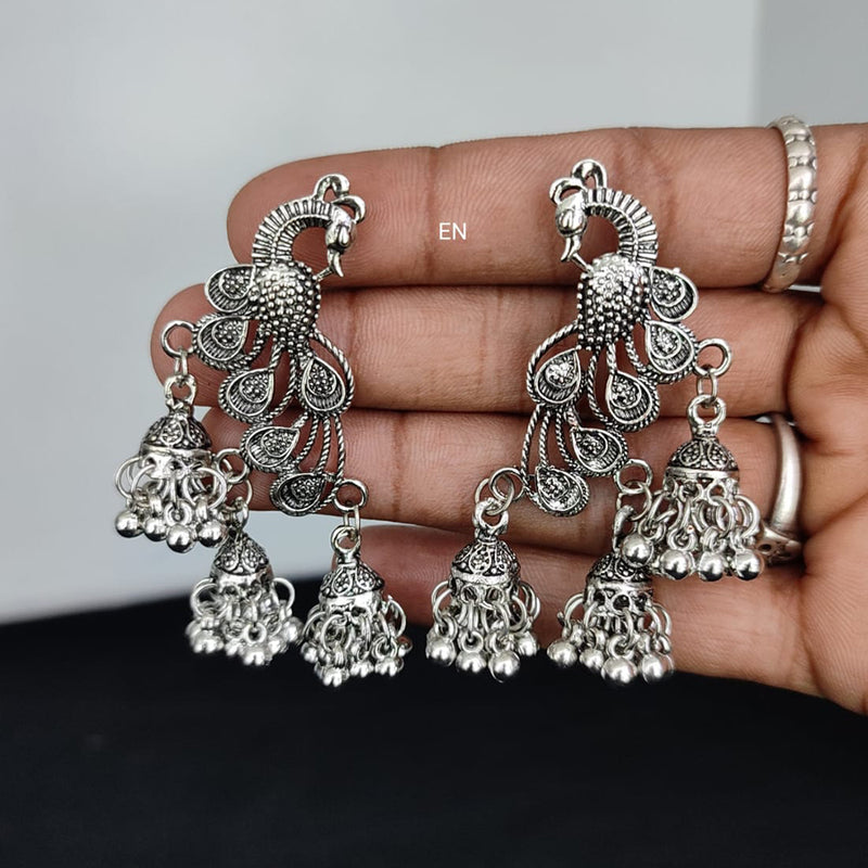 Lucentarts Jewellery Oxidised Plated Jhumki Earrings