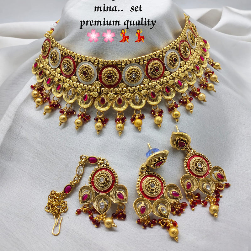 Lucentarts Jewellery Gold Plated Meenakari Necklace Set