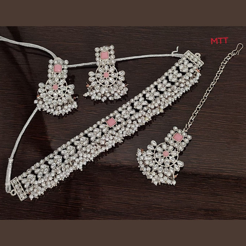 Lucentarts Jewellery Silver Plated Crystal Stone Choker Necklace Set