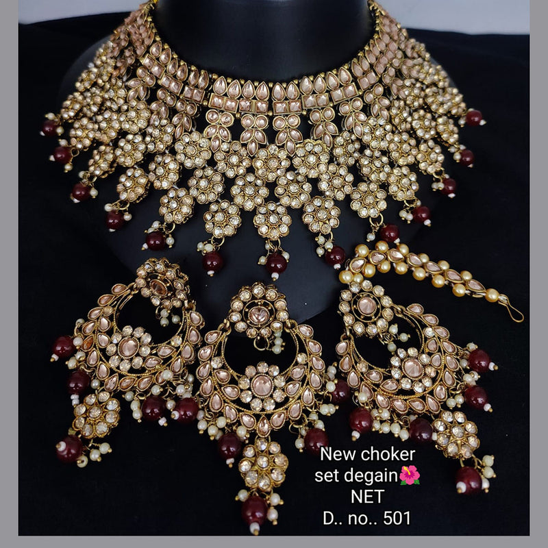 Lucentarts Jewellery Gold Plated Kundan Necklace Set