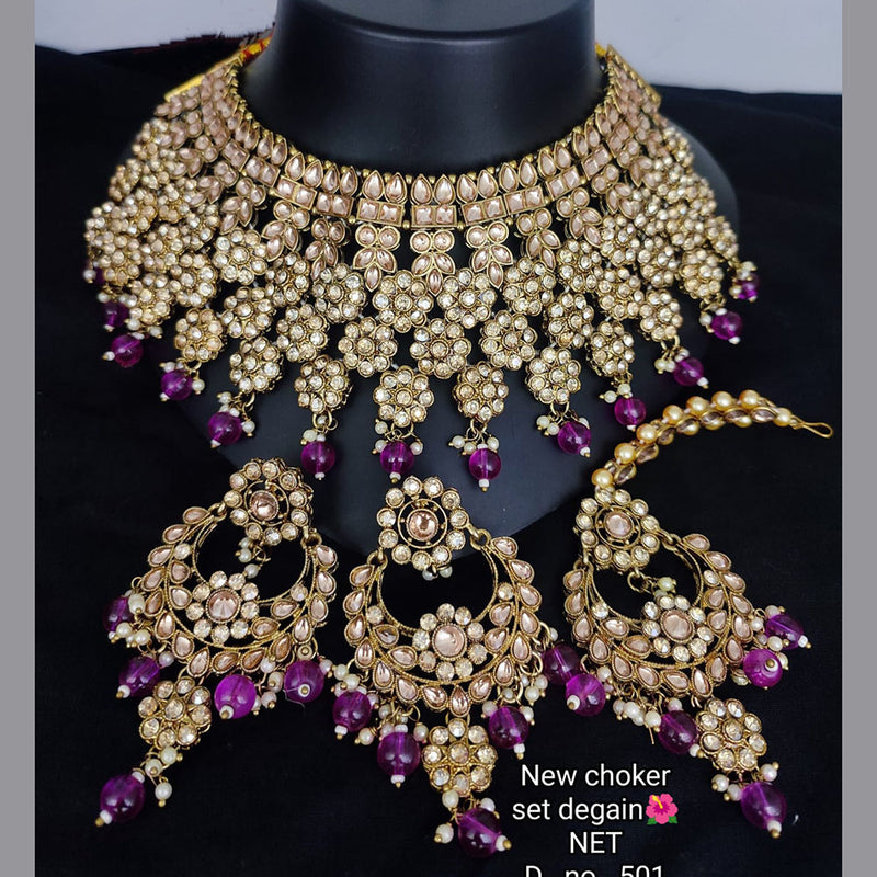 Lucentarts Jewellery Gold Plated Kundan Necklace Set