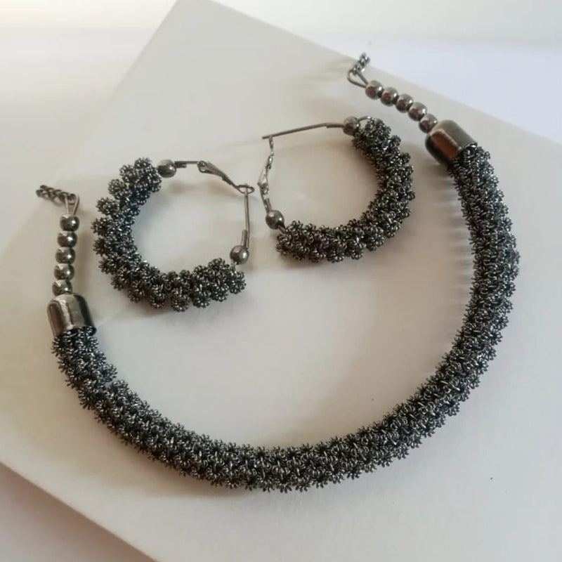 Lucentarts Jewellery Oxidised Plated Necklace Set