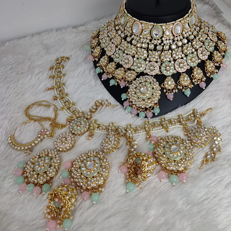 Lucentarts Jewellery Gold Plated Kundan Semi Bridal Set