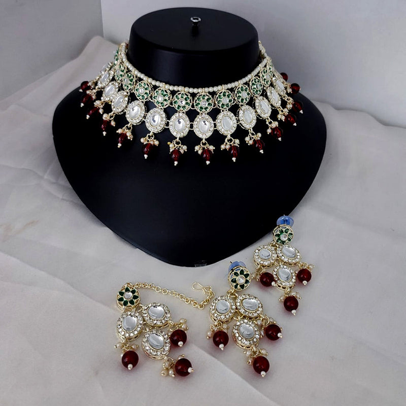 Lucentarts Jewellery Gold Plated Kundan Choker Necklace Set