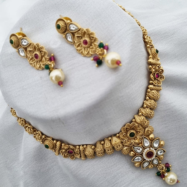 Lucentarts Jewellery Gold Plated Pota Stone Necklace Set