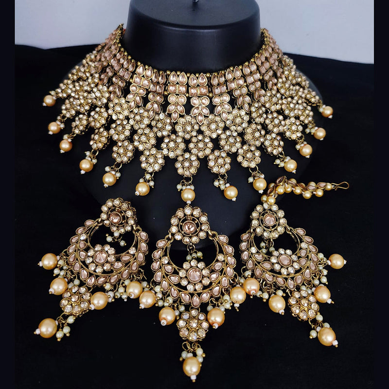 Lucentarts Jewellery Gold Plated Kundan Choker Necklace Set