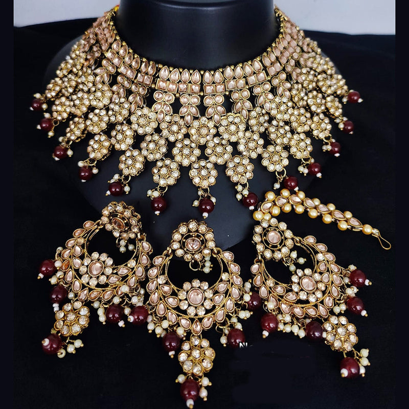 Lucentarts Jewellery Gold Plated Kundan Choker Necklace Set