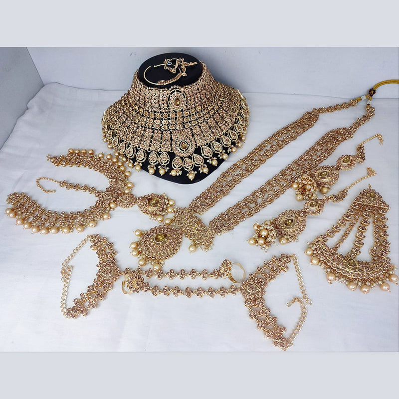 Lucentarts Jewellery Gold Plated Austrian Stone Bridal Set
