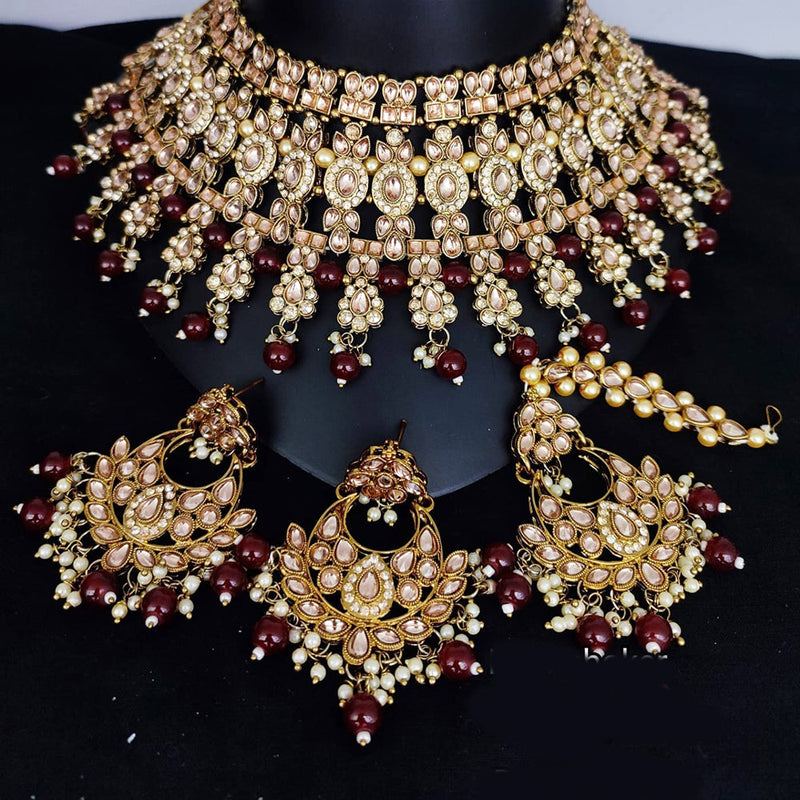 Lucentarts Jewellery Gold Plated Kundan Choker Necklace Set