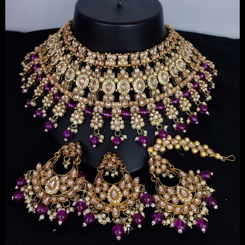 Lucentarts Jewellery Gold Plated Kundan Choker Necklace Set