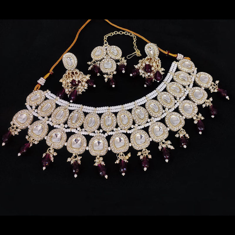 Lucentarts Jewellery Gold Plated Crystal Stone And Pearl Necklace Set