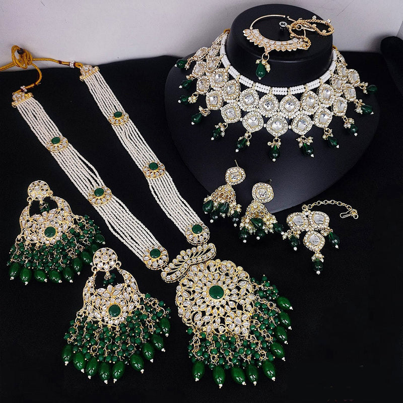 Lucentarts Jewellery Gold Plated Kundan Semi Bridal Set