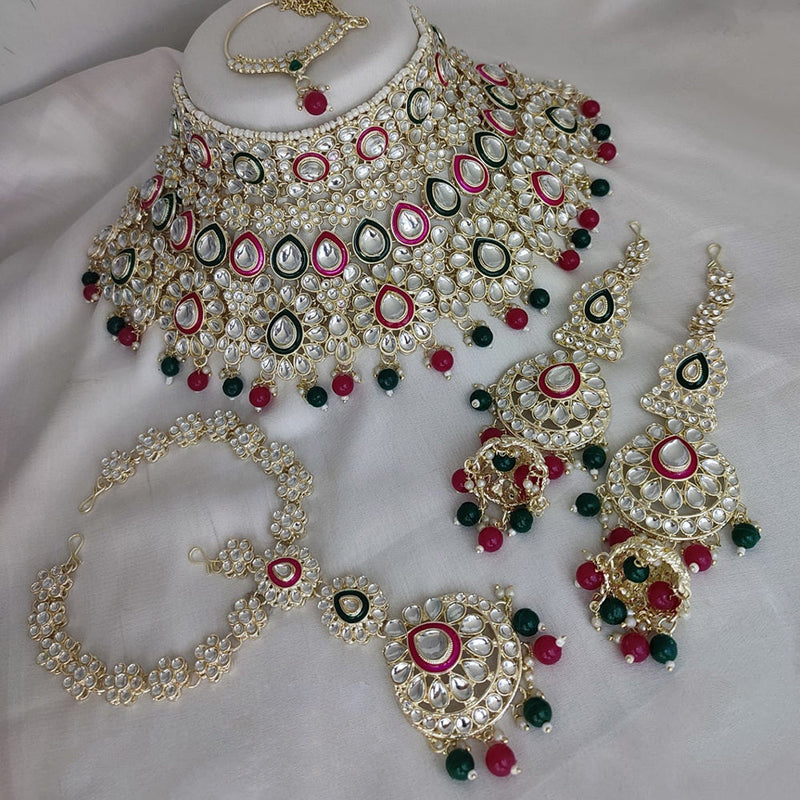 Lucentarts Jewellery Gold Plated Kundan Semi Bridal Set