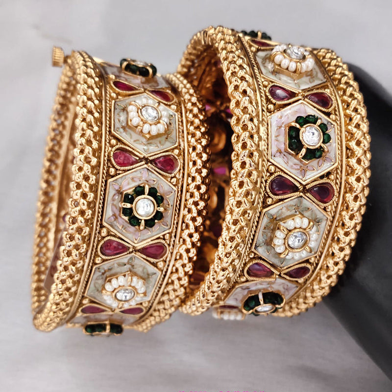 Lucentarts Jewellery Gold Plated Meenakari Bangles Set