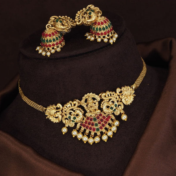 Lucentarts Jewellery Gold Plated Kundan Stone Choker Necklace Set