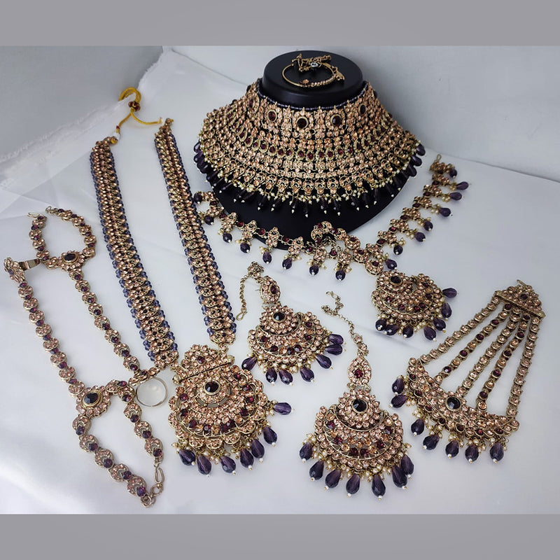 Lucentarts Jewellery Gold Plated Austrian Stone And Beads Bridal Set