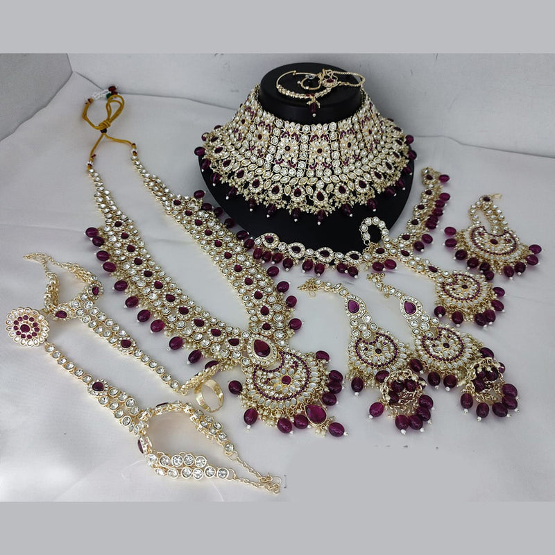 Lucentarts Jewellery Gold Plated Austrian Stone And Beads Bridal Set